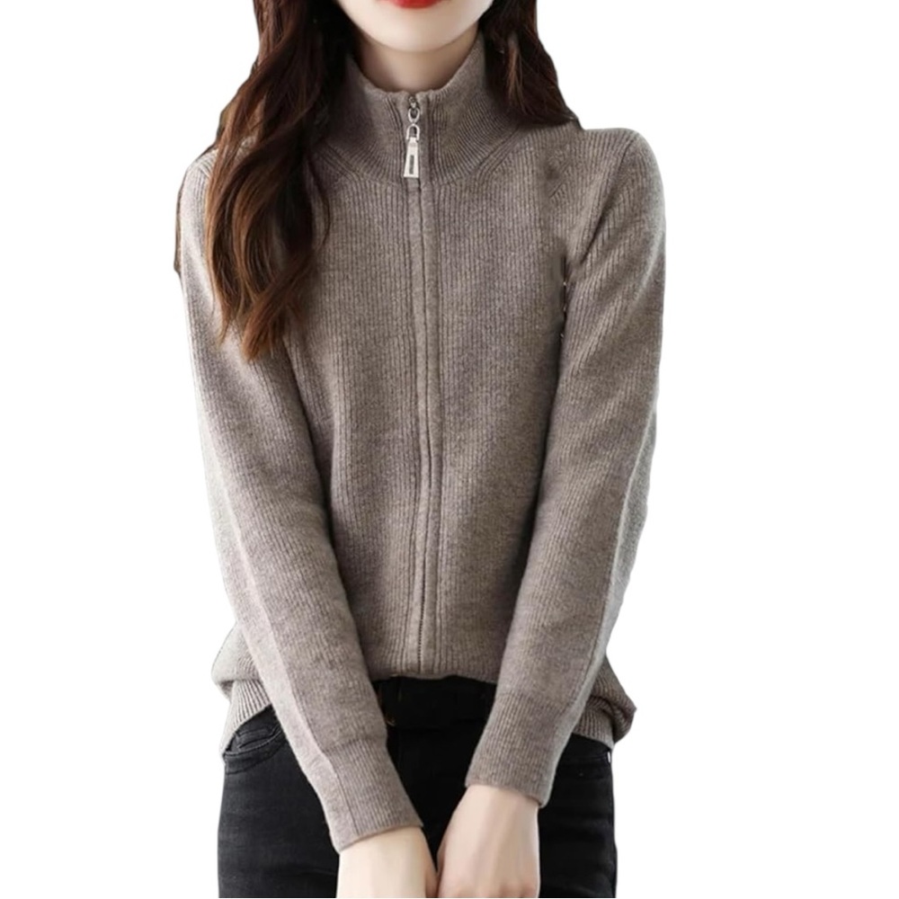 REPOSH Ply Cashmere Taupe Zip-Up Jacket (fits like size 2 or 4)
